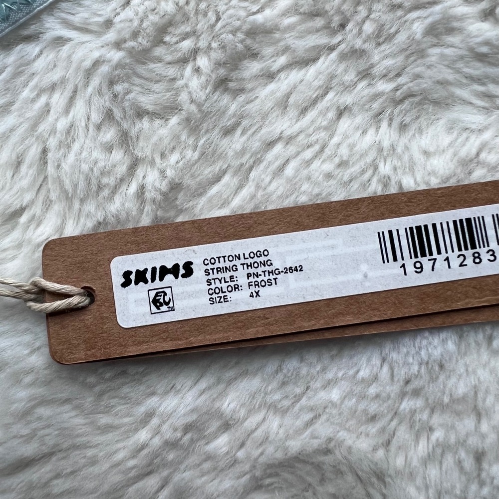 SKIMS Cotton Logo String Thong Frost Blue PN-THG-2642 Women's Size 4X NEW - Picture 8 of 11